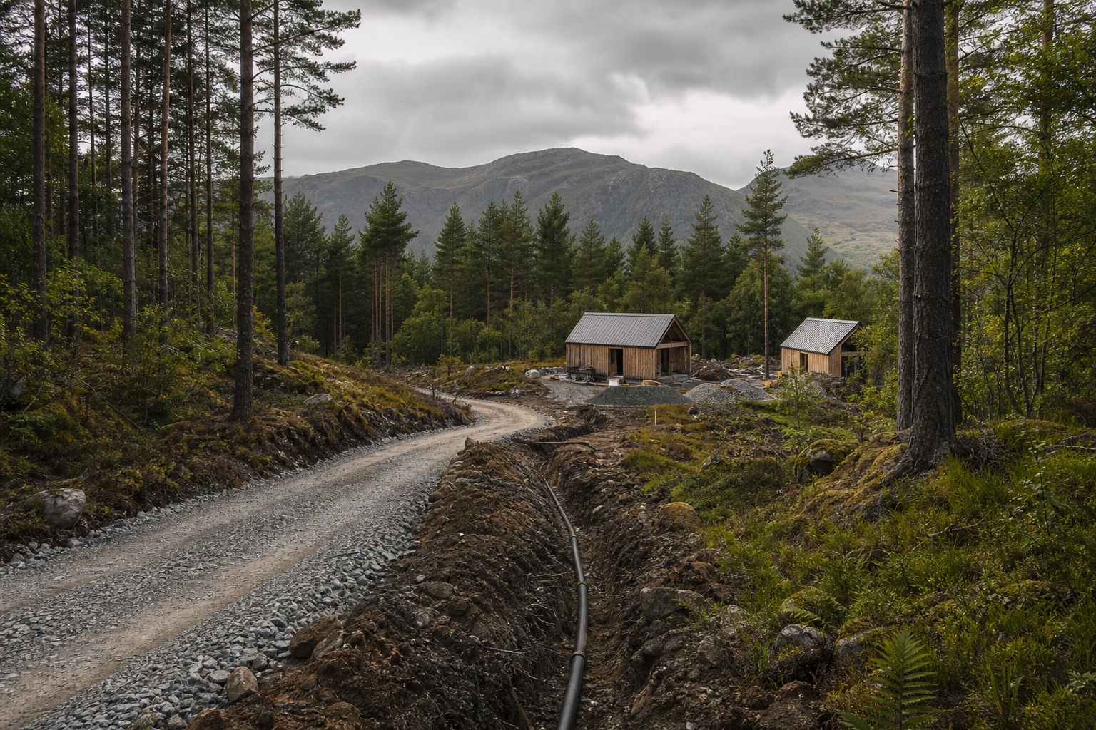 Small-scale access and cabin works in Highland woodland